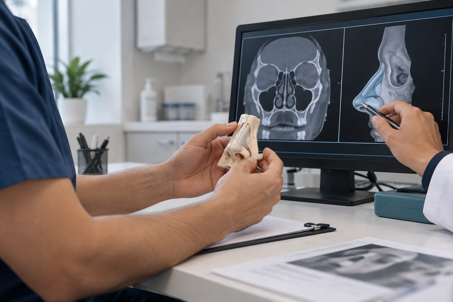 Planificación quirúrgica de rinoplastia con imágenes de la anatomía nasal