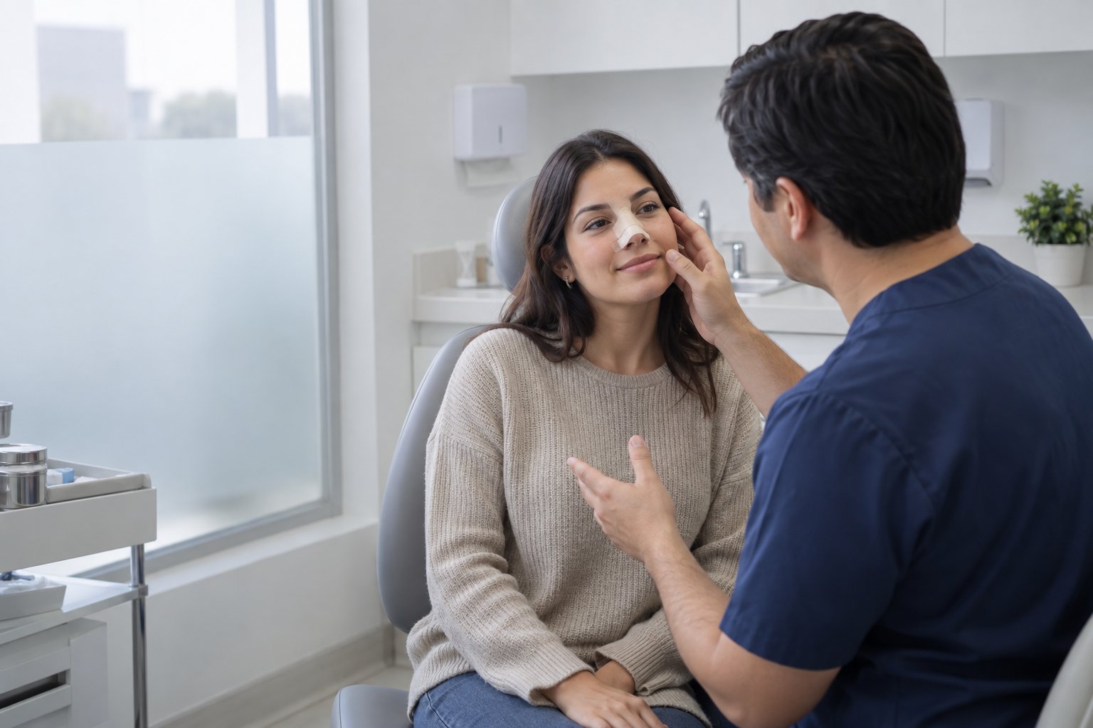 Control postoperatorio de rinoplastia con acompañamiento médico